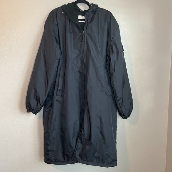 Adoretex Jacket Adult Large Black Nylon Swim Meet Parka Hooded Fleece Lined - Picture 1 of 7